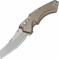 Автоматический складной нож Hogue Wharncliffe EX-A05, клинок Stonewash, сталь 154CM, рукоять пустынный алюминий купить в Нижнем Новгороде