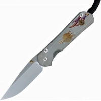 Нож складной Chris Reeve Large Sebenza 21 Unique Graphics Citrine Cabochon, сталь CPM-S35VN, рукоять титан купить в Нижнем Новгороде