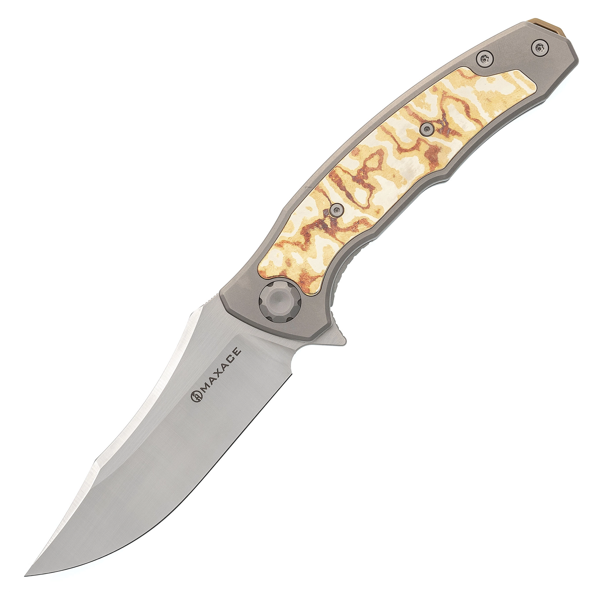 Складной нож Maxace Halictus Mokume, сталь M390, рукоять Mokume/Titanium