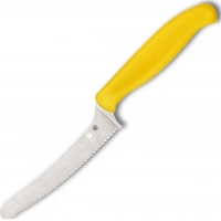 Универсальный кухонный нож Spyderco Z-Cut Serrated Offset Kitchen, сталь CTS™ — BD1 Alloy, рукоять желтый полипропилен купить в Нижнем Новгороде