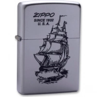 Зажигалка ZIPPO Boat-Zippo Satin Chrome, латунь с ник.-хром. покрыт., сереб., матовая, 36х56х12мм купить в Нижнем Новгороде