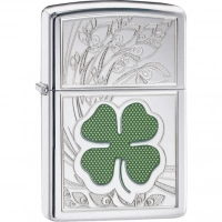 Зажигалка ZIPPO Classic «Клевер» с покрытием High Polish Chrome купить в Нижнем Новгороде