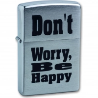 Зажигалка ZIPPO Don`t worry Brushed Chrome, латунь, ник.-хром. покр., серебр., матов., 36х56х12 мм купить в Нижнем Новгороде