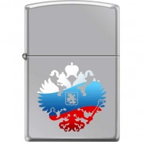 Зажигалка ZIPPO Двуглавый орёл, латунь/сталь с покрытием High Polish Chrome, серебристая, 36x12x56мм купить в Нижнем Новгороде