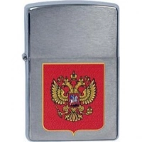 Зажигалка ZIPPO Герб России, латунь с  покрытием Brushed Chrome, серебристый, матовая, 36х12×56 мм купить в Нижнем Новгороде