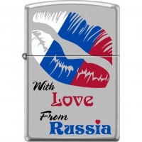 Зажигалка ZIPPO Из России с любовью, латунь/сталь с покрытием Satin Chrome, матовая, 36x12x56 мм купить в Нижнем Новгороде