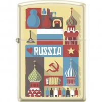 Зажигалка ZIPPO Открытка из России, латунь/сталь с покрытием Cream Matte, кремовая, 36x12x56 мм купить в Нижнем Новгороде