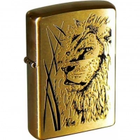 Зажигалка ZIPPO Proud Lion Brushed Brass, латунь, золотистый, матовая, 36х56х12 мм купить в Нижнем Новгороде