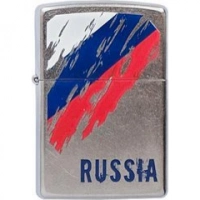 Зажигалка ZIPPO Russia Flag Satin Chrome, латунь с ник.-хром. покрыт., серебр., матовая, 36х56х12 мм купить в Нижнем Новгороде